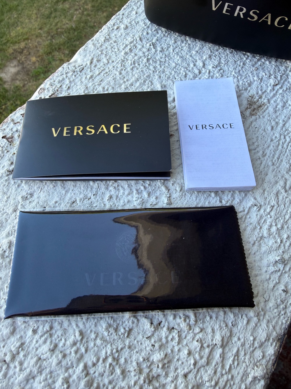 Versace Black and Gold Logo Sunglasses Case Set - Picture 2 of 6